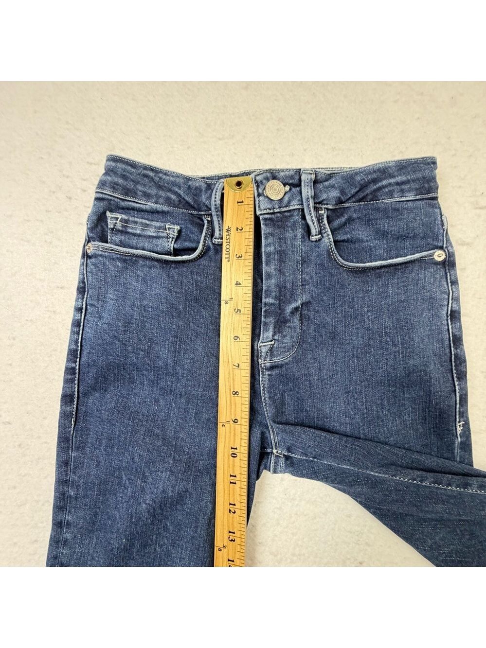 FRAME Le One Crop Mini Boot Jeans Women’s 1 (Fits 25) Medium Wash Stretch - Picture 7 of 9